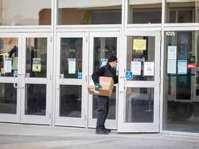 A delivery arrives at a closed Cineplex cinema after the company announced it is temporarily laying off 6,000 part-time employees due to mandated closures of its venues amid surging the coronavirus cases caused by the Omicron variant, in Etobicoke January 6, 2022.