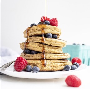 Gluten-free blueberry chickpea pancakes