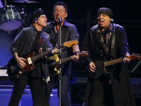 Nils Lofgren, left, Bruce Springsteen and Stevie Van Zandt and his E-Street Band are pictured during their River Tour at the Air Canada Centre in Toronto, on Feb. 2, 2016.