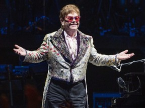 Elton John performing during the Farewell Yellow Brick Road Tour at the Smoothie King Center in New Orleans on January 19, 2022.