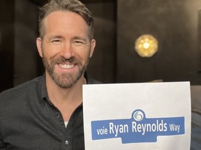 Ryan Reynolds will be honoured with a street named after him in Ottawa, the city's mayor shared on Twitter.