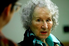 Canadian author Margaret Atwood gives a press conference following the release of her new book 'The Testaments' a sequel to the award-winning 1985 novel "The Handmaid's Tale" in London on Sept. 10, 2019. (Photo by Tolga AKMEN / AFP) (Photo by TOLGA AKMEN/AFP via Getty Images)