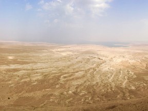 View of the Dead Sea, as seen from the summit of Masada Fortress, Israel.