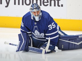 Petr Mrazek of the Toronto Maple Leafs will get the starting nod in goal against New Jersey.