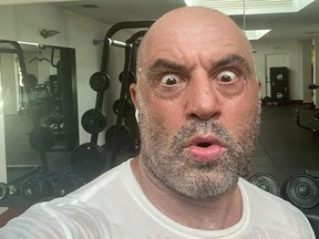 Sweaty Joe Rogan after workout.