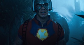 John Cena as Peacemaker in a scene from The Suicide Squad.