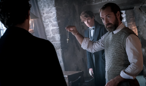 Jude Law and Eddie Redmayne in a scene from Fantastic Beasts: The Secrets of Dumbledore.