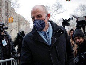 Former attorney Michael Avenatti arrives for his criminal trial, at the United States Courthouse in the Manhattan borough of New York City, Jan. 24, 2022.