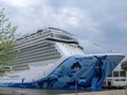 This May 4, 2018 photo released by Norwegian Cruise Line shows their newest ship, Norwegian Bliss in New York for a preview event.