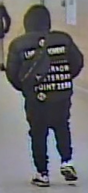 An image released by Toronto Police of a man sought in the spraying of substances at TTC customers.
