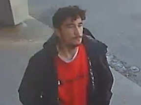 An image released by Toronto Police of a suspect in a stabbing on board a TTC bus on Jan. 8, 2022.