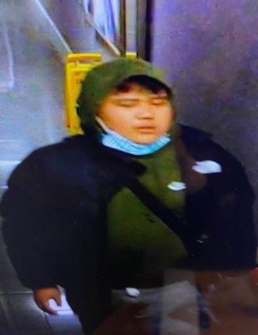 An image released by Toronto Police of a man wanted in the fatal shooting of Olivier Dundas, 20. on Jan. 8, 2022.