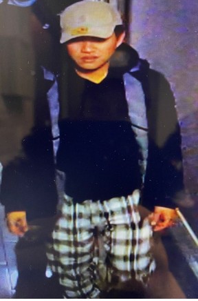 An image released by Toronto Police of a man wanted in the fatal shooting of Olivier Dundas, 20. on Jan. 8, 2022.