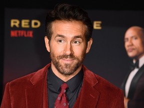 Canadian Ryan Reynolds attends the world premiere of Netflix's "Red Notice" at LA Live in Los Angeles on November 3, 2021.