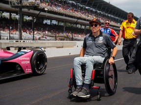 Injured IndyCar Series driver Robert Wickens is seen during practice for the 103rd Running of the Indianapolis 500 at Indianapolis Motor Speedway.