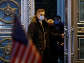 U.S. ambassador to Russia John Sullivan leaves after visiting the Russian Foreign Ministry headquarters in Moscow, Jan. 26, 2022.