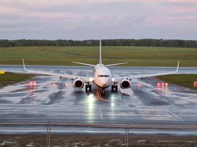 A Ryanair aircraft, which was carrying Belarusian opposition blogger and activist Roman Protasevich and diverted to Belarus, where authorities detained him, lands at Vilnius Airport in Vilnius, Lithuania May 23, 2021.