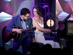 Jack Antonoff and Sara Bareilles perform onstage during the Songwriters Hall Of Fame 50th Annual Induction And Awards Dinner at The New York Marriott Marquis on June 13, 2019 in New York.