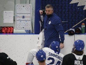 Maple Leafs head coach Sheldon Keefe was tinkering with his lines at practice on Monday.