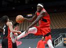 Raptors forward Pascal Siakam battles for a rebound with Portland forward Trendon Watford on Sunday. USA TODAY Sports