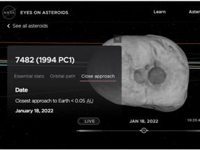 Don't look up, a large asteroid is expected to come close to the earth sometime next week. The asteroid, named 7482 (1994 PC1), will fly by on Jan. 18 and is wider than the tallest planet on Earth.