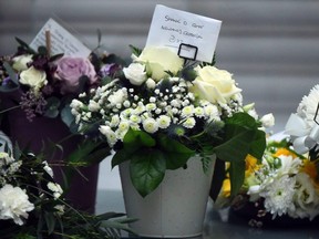 The flowers are seen at the Newlands Cross crematorium for Shane O'Connor, the deceased son of singer Sinead O'Connor in Dublin, Ireland on Thursday, January 13, 2022.