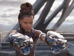Letitia Wright as Shuri in a scene from Black Panther.