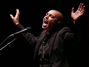 Sinead O'Connor performs at Massey Hall in downtown Toronto, Oct. 24, 2014.