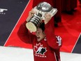 Captain Shane Doan celebrates with the trophy after Canada defeatied Finland 4-2 during the IIHF World Ice Hockey Championship gold-medal game on May 13, 2007 in Moscow, Russia.