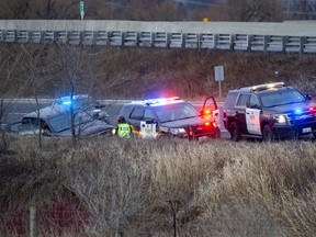Police and SIU attend an incident on the Hwy. 35/115 exit to Hwy. 401 in Clarington, Ont. on Sunday, Jan. 9, 2022.