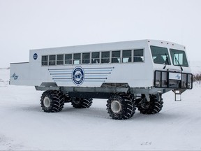 The Frontiers North Adventures Tundra Buggy ready for its first trip across the tundra outside Churchill Man.