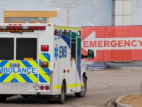 Alberta Health Services ambulances and paramedics were photographed at the Peter Lougheed Centre in Calgary on Monday, January 17, 2022.