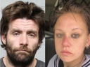 Mugshots of Nicholas Johnson and Brinlee Denison, accused of murdering Sarah Maguire in Oklahoma.