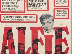 A poster for Alfie — a film that earned Michael Caine a Best Actor nomination at the 1967 Academy Awards — is among the items being auctioned off.
