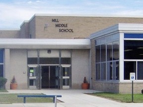 Exterior of Mills Middle School in Buffalo, N.Y.