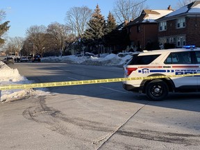 Durham Regional Police investigate after a taxi driver was shot to death in the area of King St. E. and Central Park Blvd. on Friday, Jan. 21, 2022.