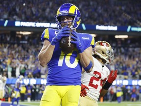 Cooper Kupp of the Los Angeles Rams catches a touchdown against the San Francisco 49ers.