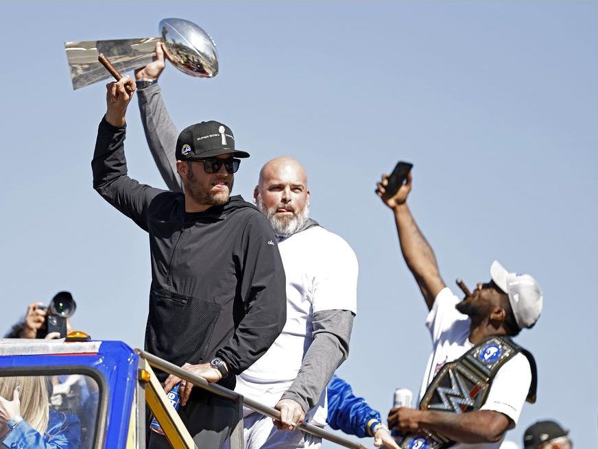 Matthew Stafford wishes he 'had a better reaction' to photographer's fall  at Rams parade