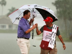 Sepp Straka of Austria reacts to his putt on the 18th green during the final round of The Honda Classic at PGA National Resort And Spa on Sunday.