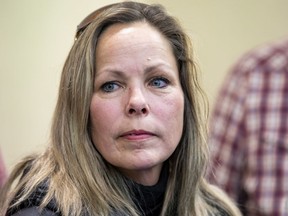 Tamara Lich, pictured Thursday at a press conference, is a key organizer of the Freedom Convoy.