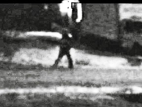 A grainy surveillance image released by York Regional Police in their investigation into the Jan. 15, 2022 homicide of Sandy Gauthier, 85.