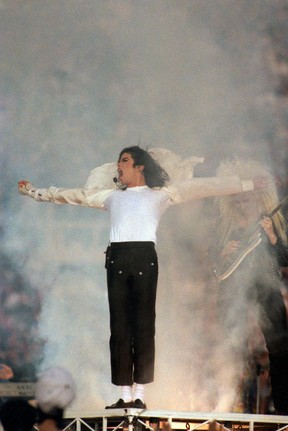 Michael Jackson performs during the Super Bowl XXVII halftime show in Pasadena, Calif.