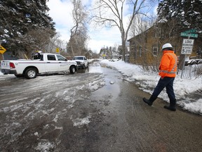 A section of Brampton known as Churchville had 100 homes flooded out on Thursday as rains surged the Credit River sending huge chunks of ice down the river.