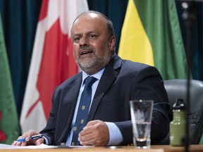 Saqib Shahab, chief medical health officer, speaks at a COVID-19 news update at the legislative building in Regina on Wednesday March 18, 2020.
