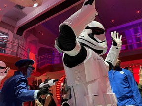 "Star Wars" characters perform on the new Starcruiser experience at Walt Disney World in Orlando February 24, 2022.