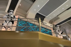 “Star Wars” Stormtroopers stand guard inside the atrium of the Halcyon starcruiser at Walt Disney World in Orlando February 24, 2022. REUTERS/Lisa Richwine