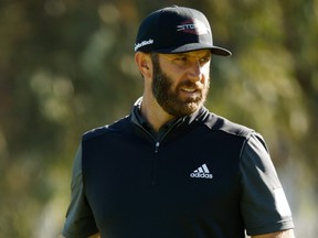 Dustin Johnson of the United States looks on during the pro-am prior to The Genesis Invitational at Riviera Country Club on Feb. 16, 2022 in Pacific Palisades, Calif.