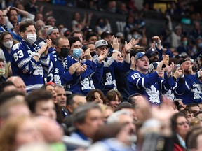 Maple Leafs fans applaud their team as they play against the Montreal Canadiens in a recent game at Scotiabank Arena.
