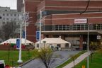 Triage tents outside the emergency room at Jacobi Medical Center on April 9, 2020 in New York City. (Photo by David Di Delgado/Getty Images)