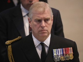 Prince Andrew, Duke of York, attends a commemoration service at Manchester Cathedral marking the 100th anniversary since the start of the Battle of the Somme. July 1, 2016 in Manchester, England.